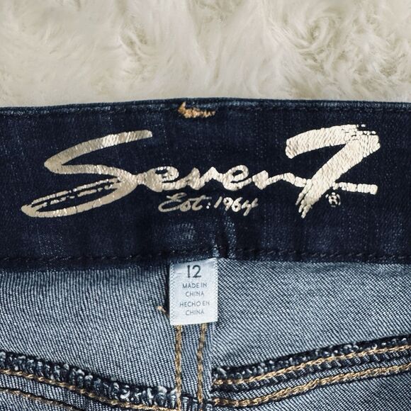 Seven7 Tummyless High Rise Skinny Jeans 12 (33x28.5) Blue Stretch Denim Womens - Picture 3 of 10